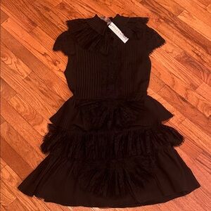 Alice + Olivia Elegant Black Ruffle Dress